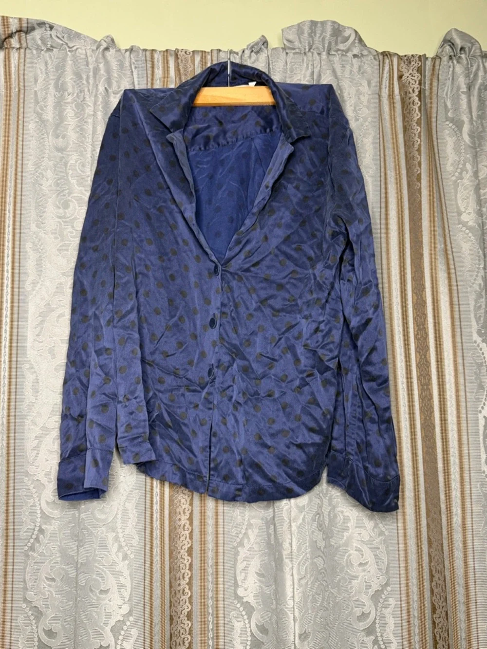 Lunya Washable Silk Long Sleeve Shirt and Pants Set Blue Eclipse